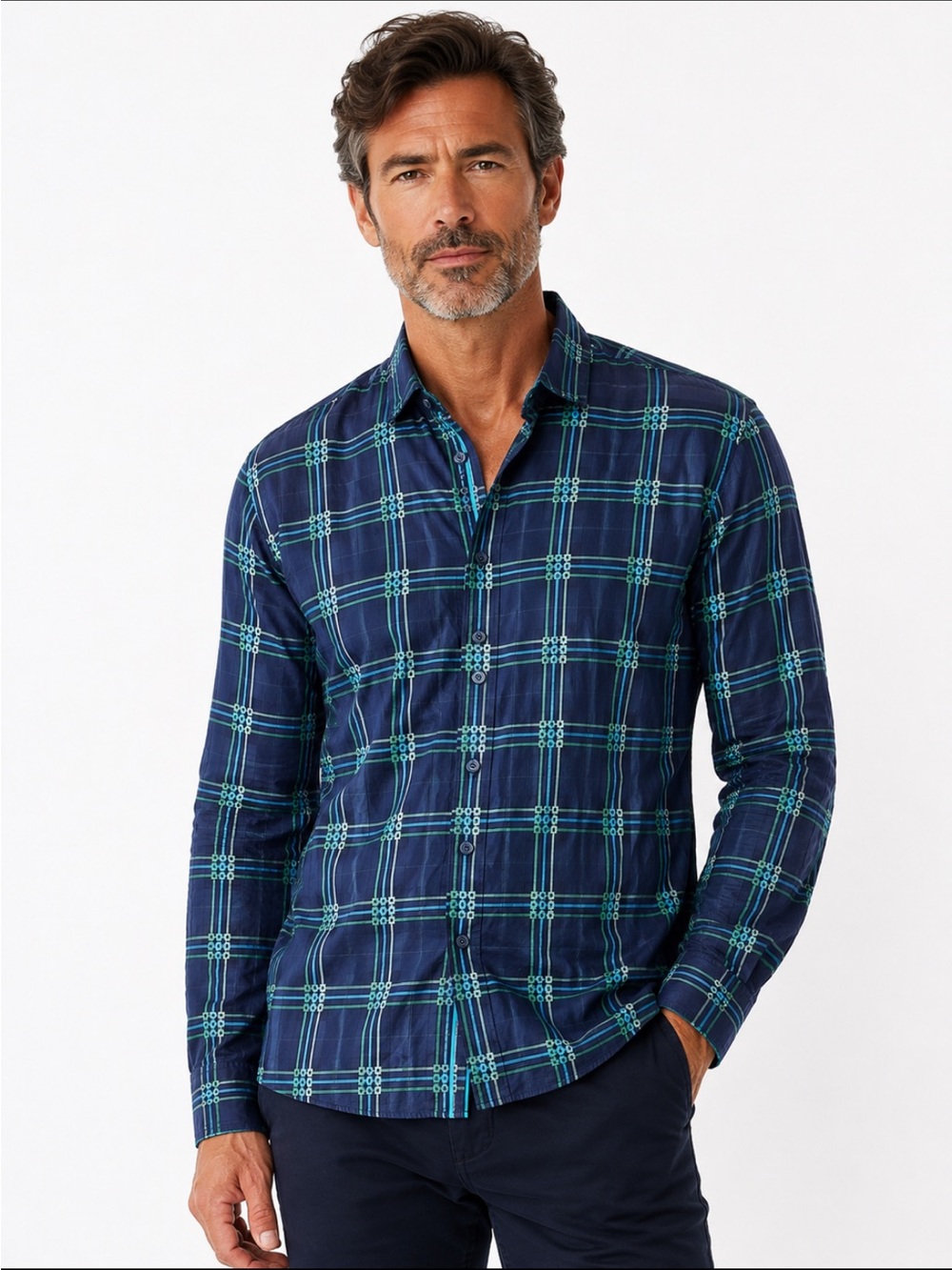AU NOIR, blue plaid buttons down shirt!